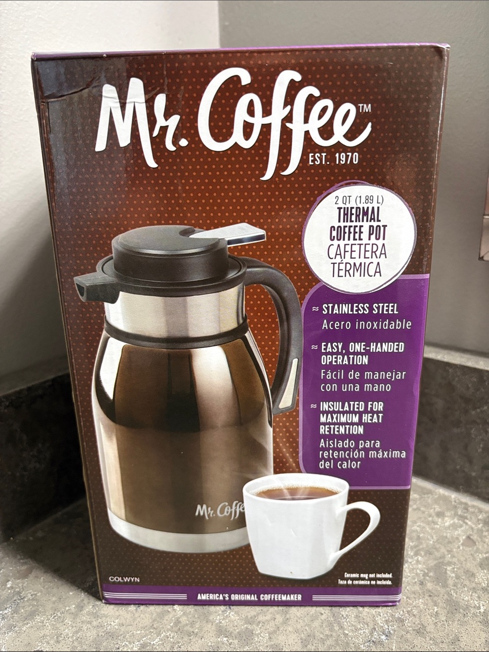Mr. Coffee Brown Stainless Steel Thermal Coffee Pot